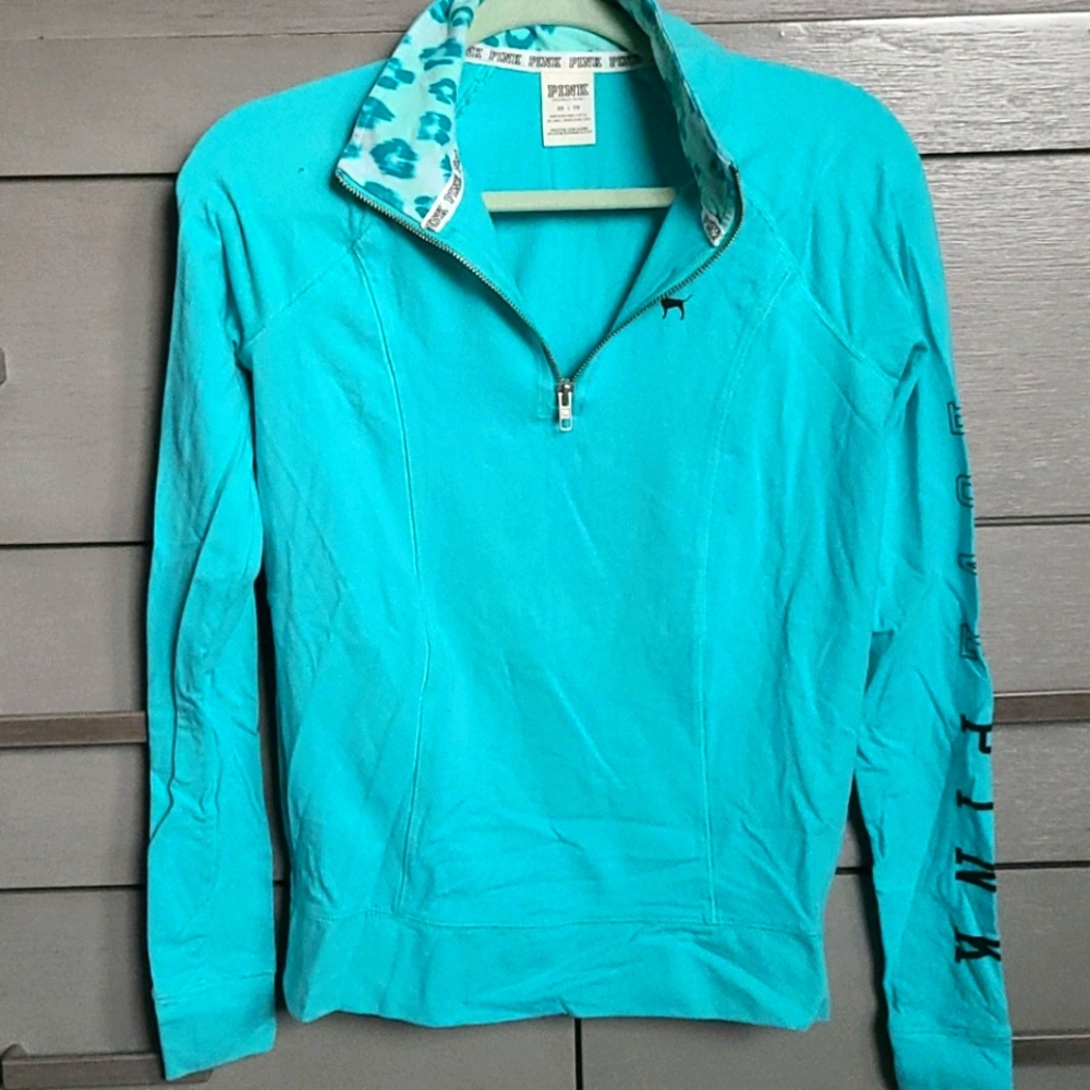 PINK Victoria's Secret Turquoise Half Zip Sweater